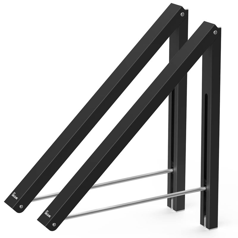 Anjuer Laundry Room Wall Mounted Drying Rack Clothes Hanger Folding Wall Coat Racks Aluminum Home Storage Organiser Space Savers Black - Image 2