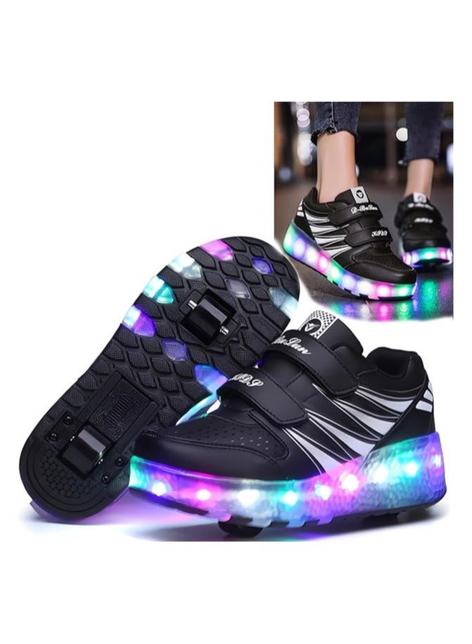 AUTOYSUR Roller Shoes Sneakers,Roller Skates for Kids,Skates Shoes with Wheels LED Light for Kids (Black)  - Image 1