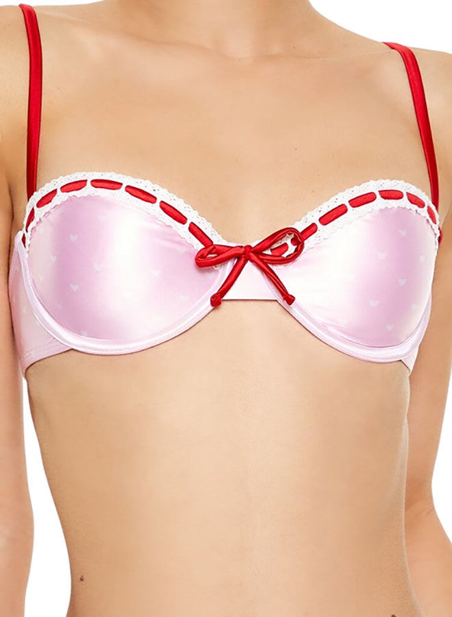 FOREVER 21 Satin Laced Hearts Underwire Bikini Top  - Image 1
