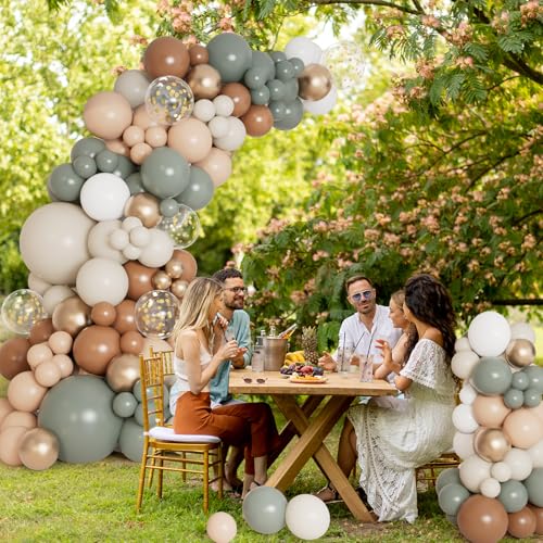 DBKL Dusty Green Nude Balloon Garland Arch Kit Cream White Sand Sage Green Brown Gold Confetti Balloons for Baby Shower Wedding Birthday Gender Reveal Gender Reveal Party Decorations - Image 5
