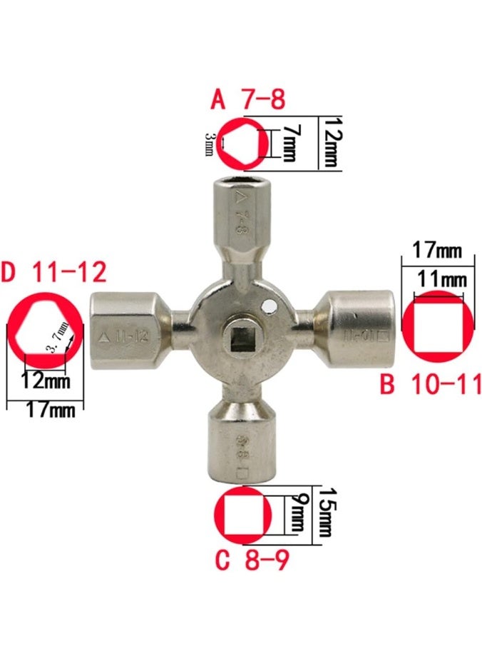 Multi Functional Keys, 10 in 1 Utilities Keys Panel Key Triangle Key for Electric Water Gas Meter Box Cabinet Tap Metal Tool - Image 3