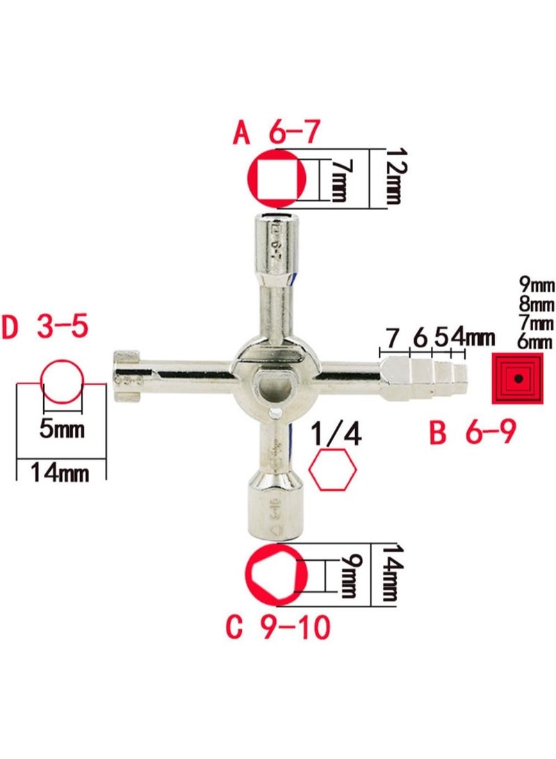 Multi Functional Keys, 10 in 1 Utilities Keys Panel Key Triangle Key for Electric Water Gas Meter Box Cabinet Tap Metal Tool - Image 4
