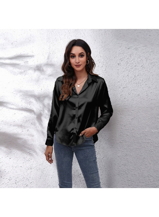 general Women's satin imitation silk long-sleeved blouse - Image 1