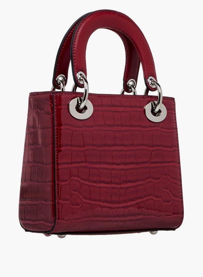 Celeste Textured Tote Bag with Detachable Strap and Button Closure  - Image 4