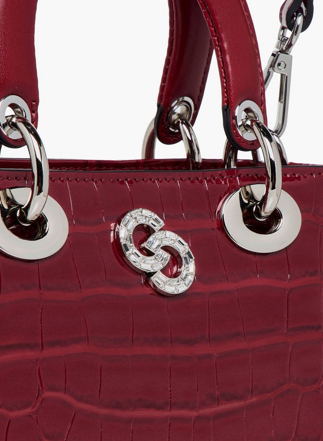 Celeste Textured Tote Bag with Detachable Strap and Button Closure  - Image 5