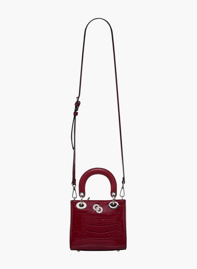 Celeste Textured Tote Bag with Detachable Strap and Button Closure  - Image 3