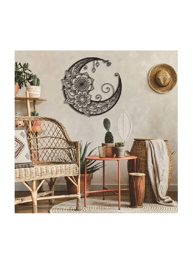MIRFA Wooden Wall Art With Self Adhesive Base - Black (Boho Vintage Style Moon)  - Image 4