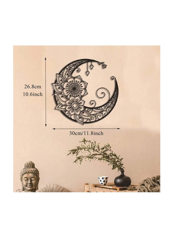 MIRFA Wooden Wall Art With Self Adhesive Base - Black (Boho Vintage Style Moon)  - Image 5