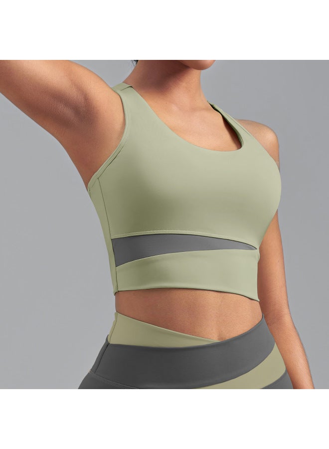 Patchwork Sports Bra For Women, High-intensity Support, Shockproof, Push-up Fitness Vest, Running Yoga Bra