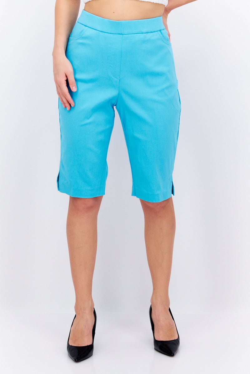 Alfred Dunner Women High Rise Bermuda Shorts, Oceanic Blue  - Image 1