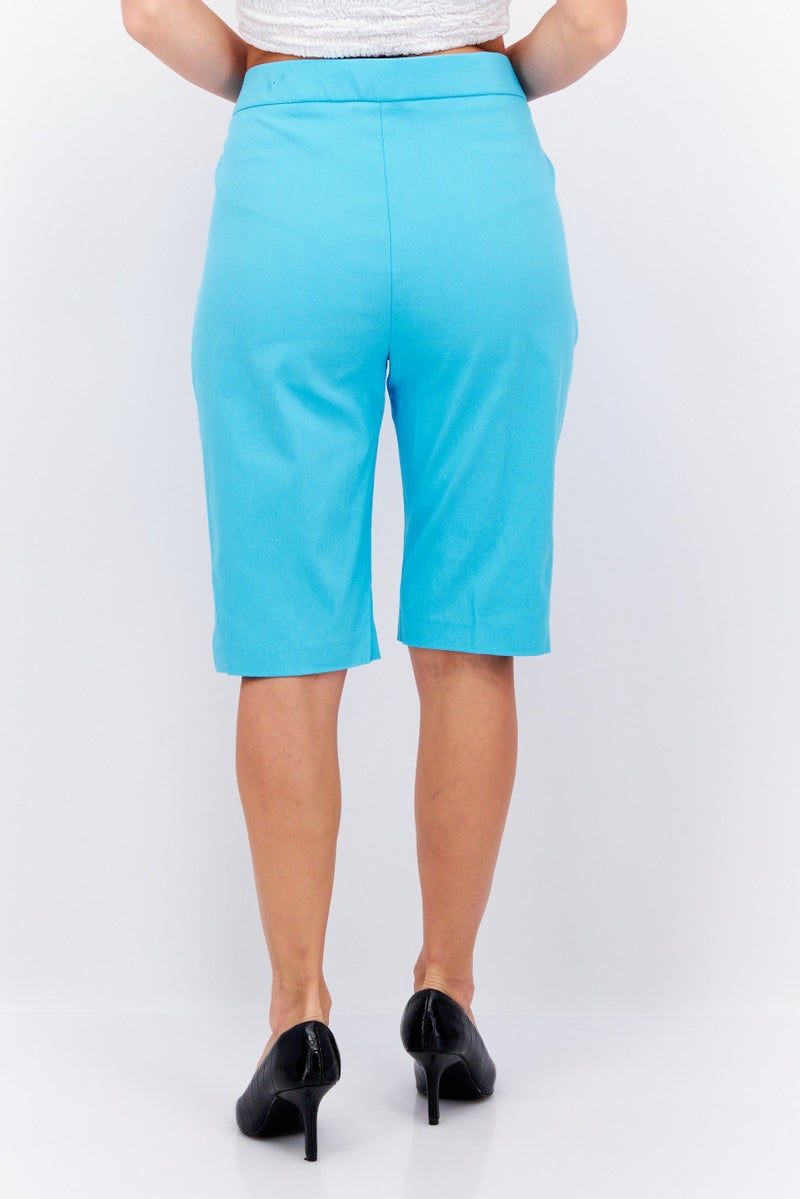 Alfred Dunner Women High Rise Bermuda Shorts, Oceanic Blue  - Image 4