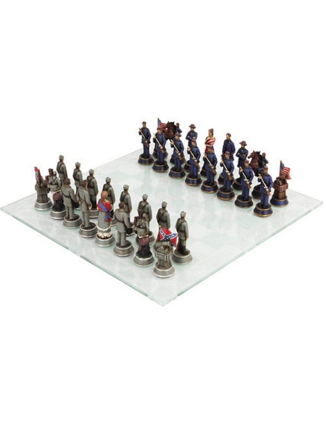 PTC Civil War Solider Themed Chess Set With Glass Board Multicolor - Image 2