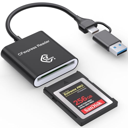 Lecnvuo CF Express Type B Card Reader with USB 3.2 (Gen 2) 10Gbps, USB-C & USB-A 2-in-1 Type-B CFexpress Adapter, Compatible with Windows/Mac/Linux/Android, for PC, iPhone 16/15, Laptops, Tablets, Smartphones - Image 1