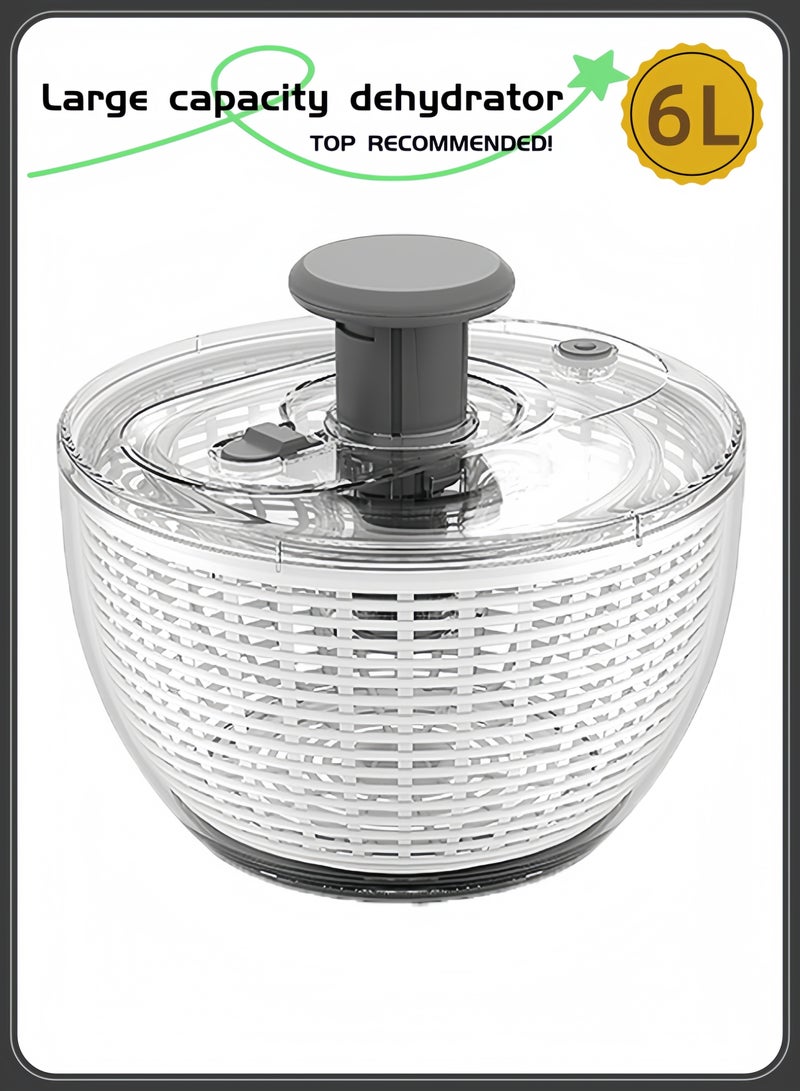 nihao Salad Spinner 6L arge Lettuce Spinner Kitchen Gadgets, Large Salad Spinner , One-Handed Handle Easy Press Super High Efficiency for Home Kitchen Washing & Drying Leafy Vegetables - Image 2