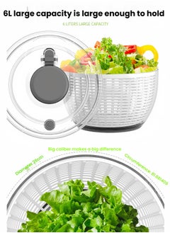 nihao Salad Spinner 6L arge Lettuce Spinner Kitchen Gadgets, Large Salad Spinner , One-Handed Handle Easy Press Super High Efficiency for Home Kitchen Washing & Drying Leafy Vegetables  - Image 3