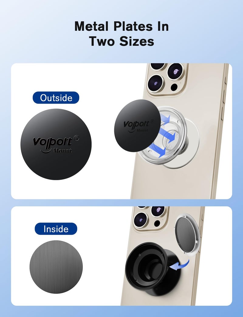 volport Mount Metal Plates Replacement 6pcs for Magnetic Phone Magnet Car Mount, 3M Strong MagicPlate Metal Disc Sticker Adhesive Round for Magnet Cell Phone Holder Grip(Pops Stand Not Included) - Image 4
