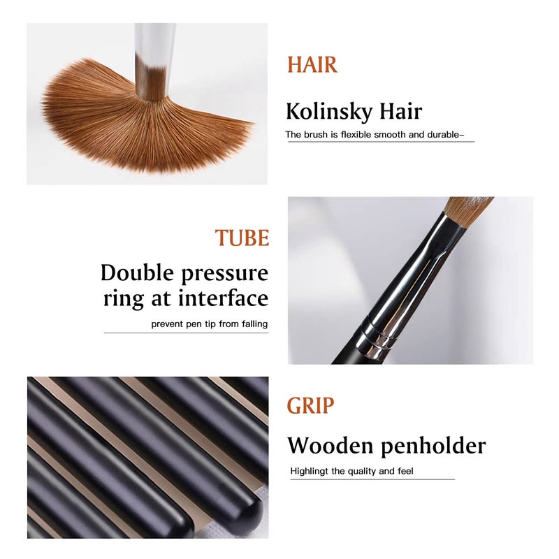 Yasterd 100% Kolinsky Acrylic Nail Brush Size 10, Oval Crimped Pressed Shaped Sturdy Wooden Handle Acrylic Powder Nail Art Brush Professional Manicure Pedicure for DIY Home Salon - Image 4