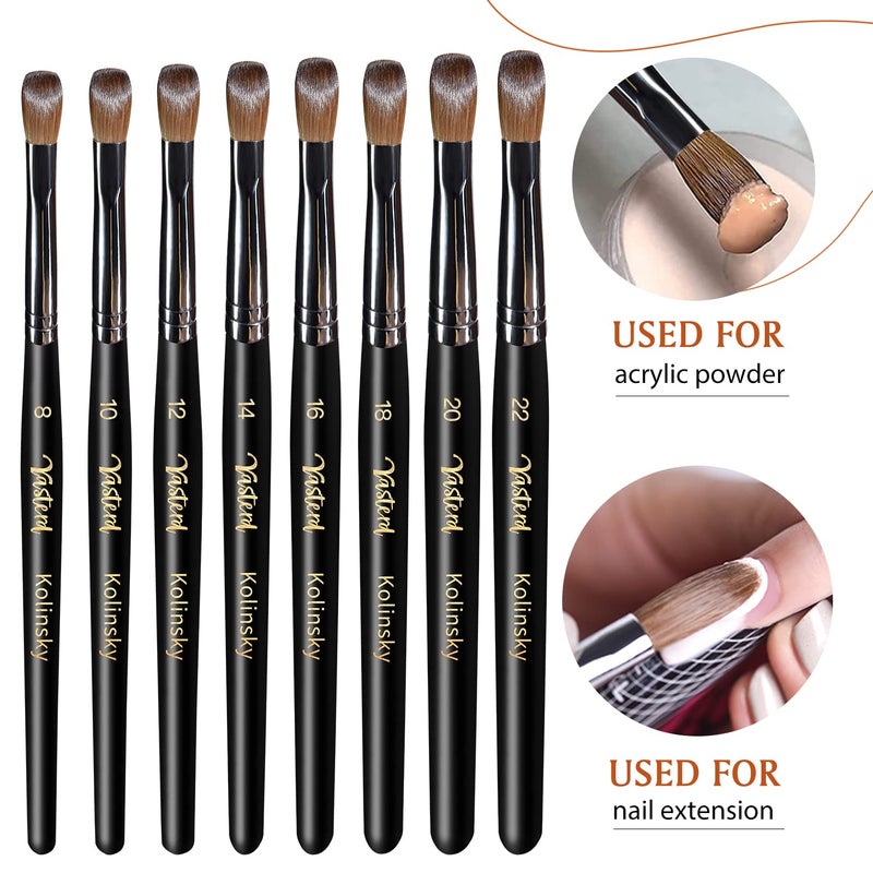 Yasterd 100% Kolinsky Acrylic Nail Brush Size 10, Oval Crimped Pressed Shaped Sturdy Wooden Handle Acrylic Powder Nail Art Brush Professional Manicure Pedicure for DIY Home Salon - Image 5