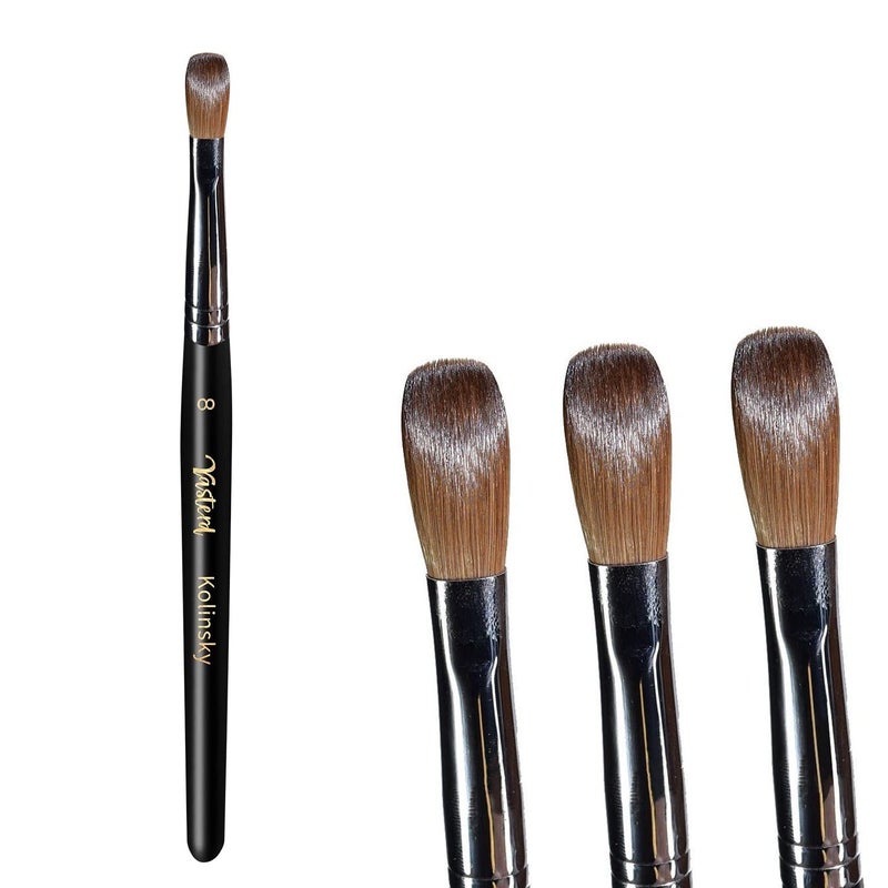 Yasterd 100% Kolinsky Acrylic Nail Brush Size 10, Oval Crimped Pressed Shaped Sturdy Wooden Handle Acrylic Powder Nail Art Brush Professional Manicure Pedicure for DIY Home Salon - Image 1