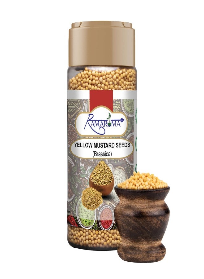 Ramaroma Yellow Mustard Seeds 4oz (113g) Jar ~ All Natural | Vegan | Gluten Friendly | NON-GMO | Sarson |Organic Yellow Mustard Seed | Peeli Sarson |Pilli Sarso - Image 1