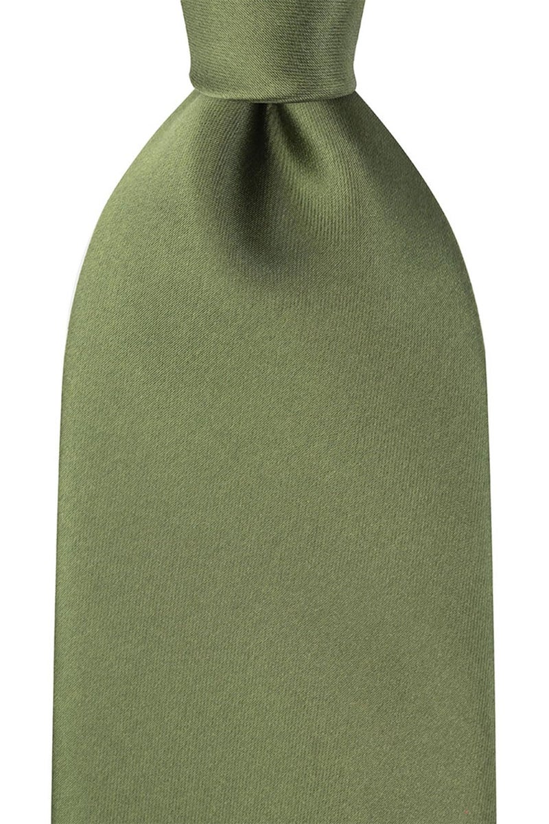 KissTies Mens Olive Green Tie Solid Satin Necktie Wedding Formal Ties + Gift Box - Image 3