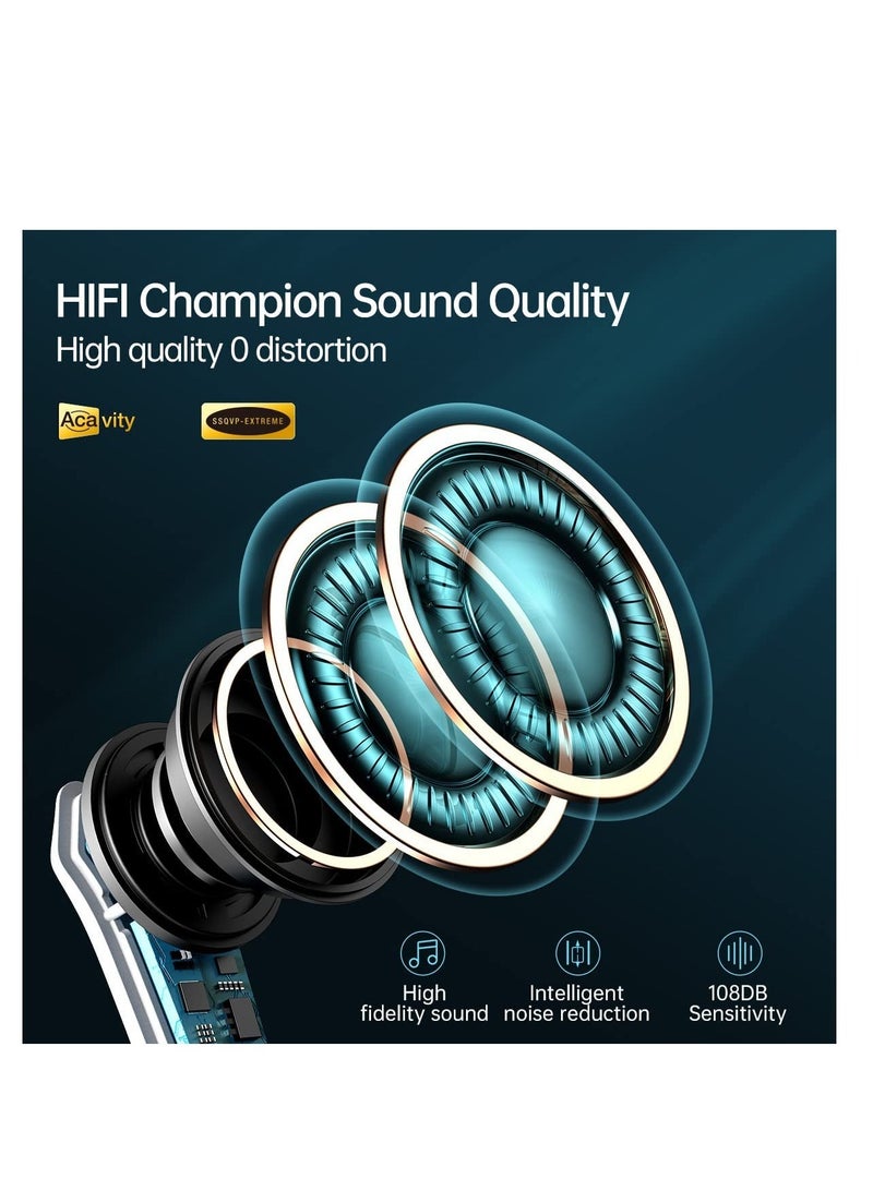 ساناج سماعة رأس X Pro للألعاب لاسلكية تعمل بتقنية البلوتوث TWS مع ميكروفون وسماعات أذن بدون استخدام اليدين - Image 3