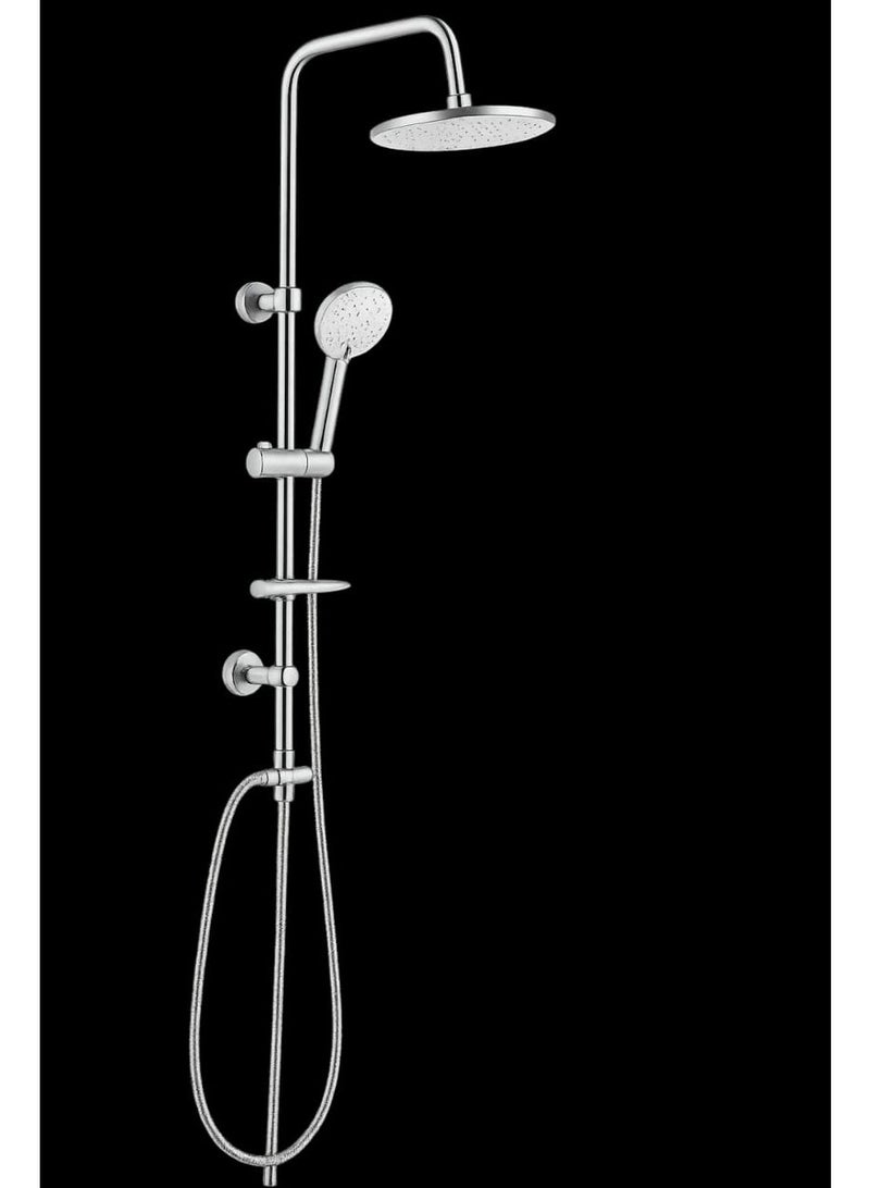 Shower head with handheld and soap holder, silver color - Image 2