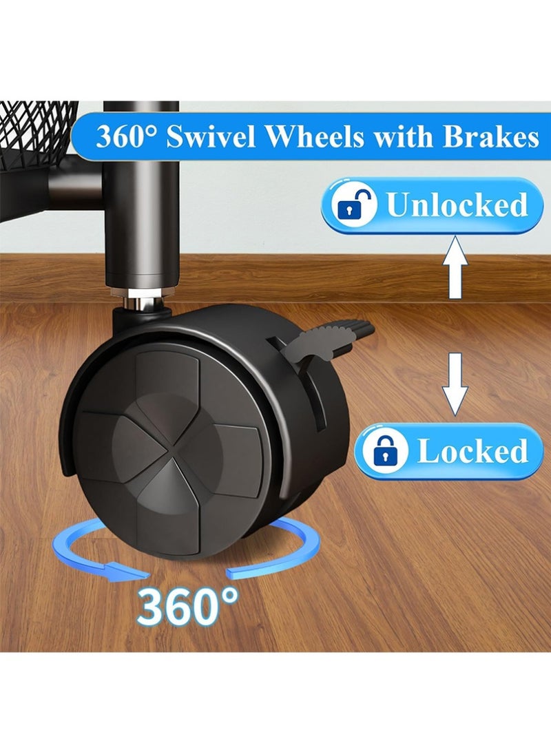BLOOMING TIME 3-Tier Foldable Storage Rack, Round-Frame Design, Wheel-Equipped for Easy Movement, Multi-Functional Storage Rack - Image 2