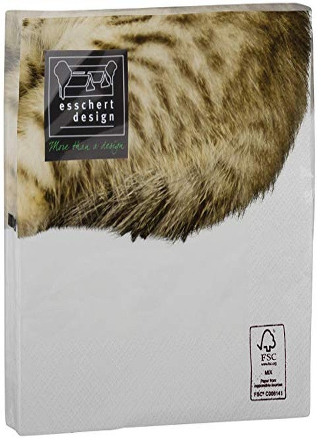 Esschert Design tp285 (Pack of 20) Cat Napkin, White - Image 3