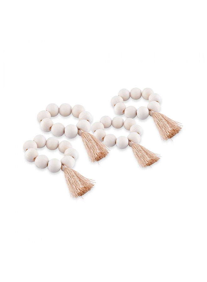 Pan Home Maxine 4-Piece Wooden Napkin Ring Set  - Natural - Image 3