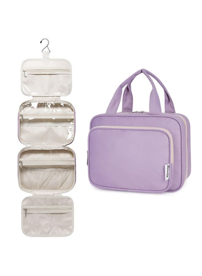 Narwey Hanging Toiletry Bag for Women Travel Makeup Bag Organizer Toiletries Bag for Travel Size Essentials Accessories Cosmetics (Purple (Medium)) - Image 1