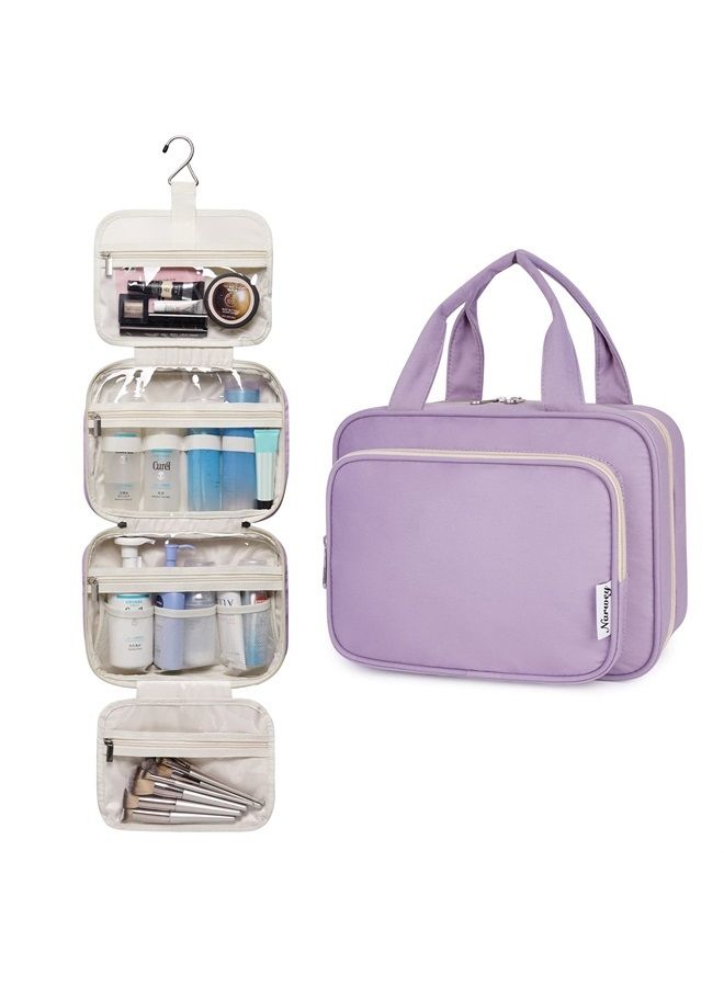 Narwey Hanging Toiletry Bag for Women Travel Makeup Bag Organizer Toiletries Bag for Travel Size Essentials Accessories Cosmetics (Purple (Medium)) - Image 2