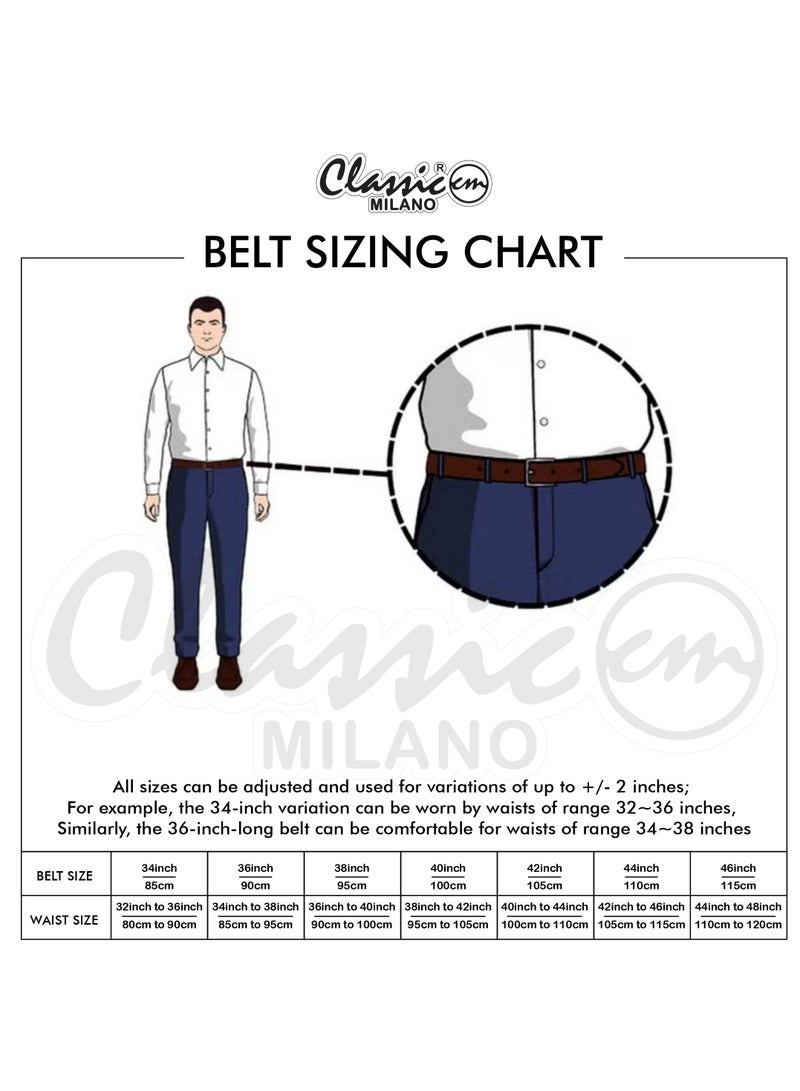 Classic Milano Genuine Leather Belt for Men – Formal & Semi-Casual Men's Belts | Stylish Party Wear Man Belt | Durable Leather Belt for Casual Outfits & Gifts - Image 5