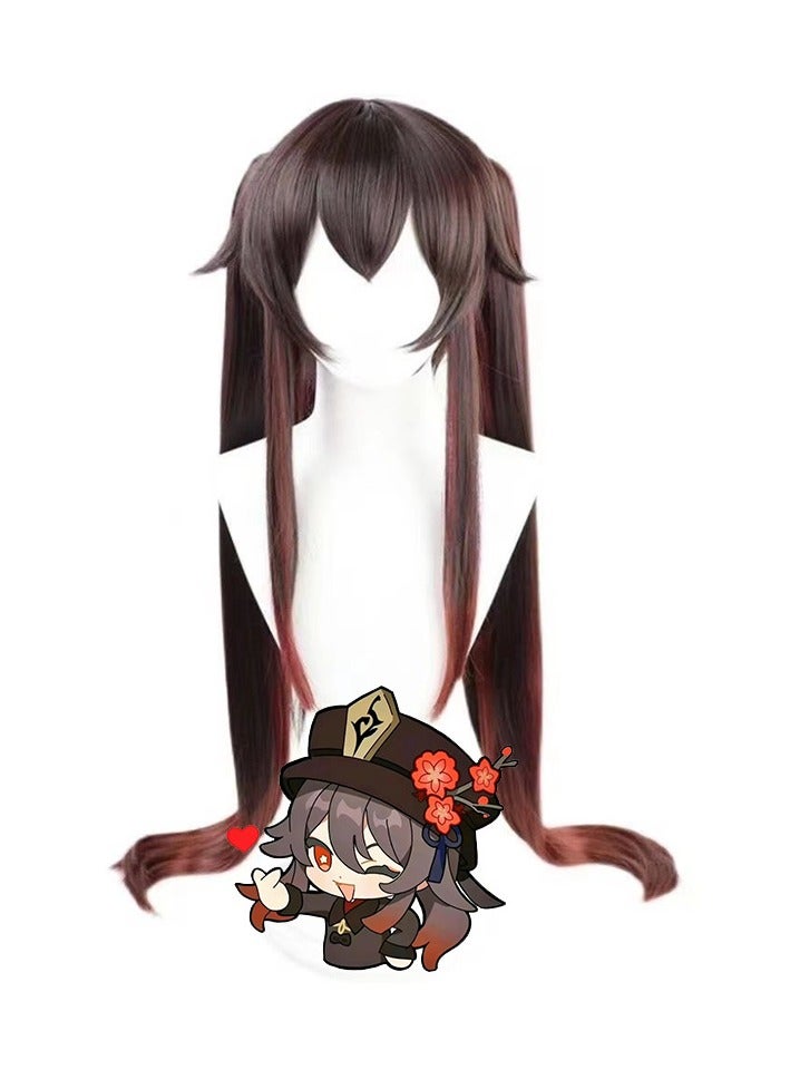 عام Yuanshen الجوز COS شعر مستعار مزدوج اللون النمر الفم كليب مزدوج ذيل حصان الشعر لينة زغبي تأثيري نمط - Image 1