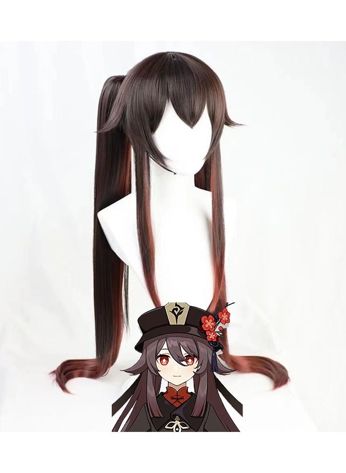 عام Yuanshen الجوز COS شعر مستعار مزدوج اللون النمر الفم كليب مزدوج ذيل حصان الشعر لينة زغبي تأثيري نمط - Image 2