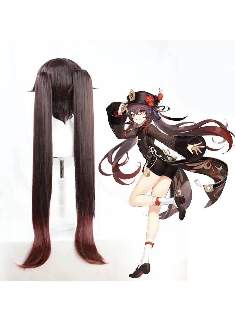 عام Yuanshen الجوز COS شعر مستعار مزدوج اللون النمر الفم كليب مزدوج ذيل حصان الشعر لينة زغبي تأثيري نمط - Image 4