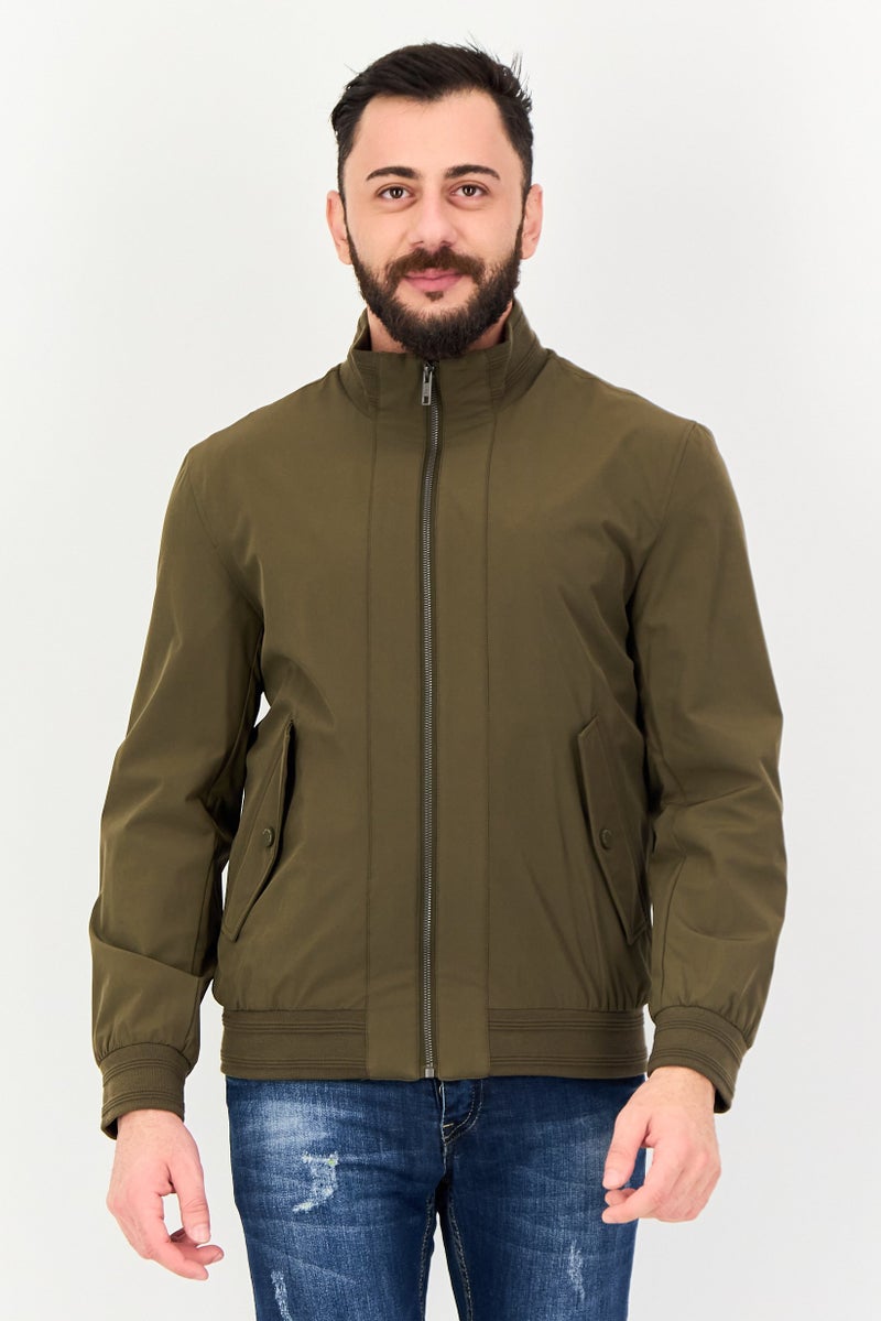 Marc New York جاكيت بومبر سادة للرجال، زيتوني داكن - Image 1