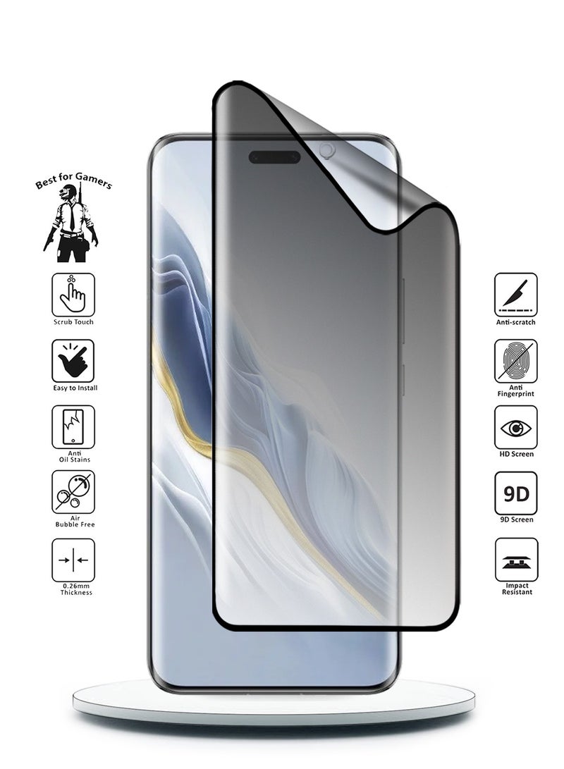 Wtech Honor Magic6 5G 2024 Nano Ceramic Privacy Full Glue Full Cover Matte Flexible Screen Protector - Clear/Black - Image 2