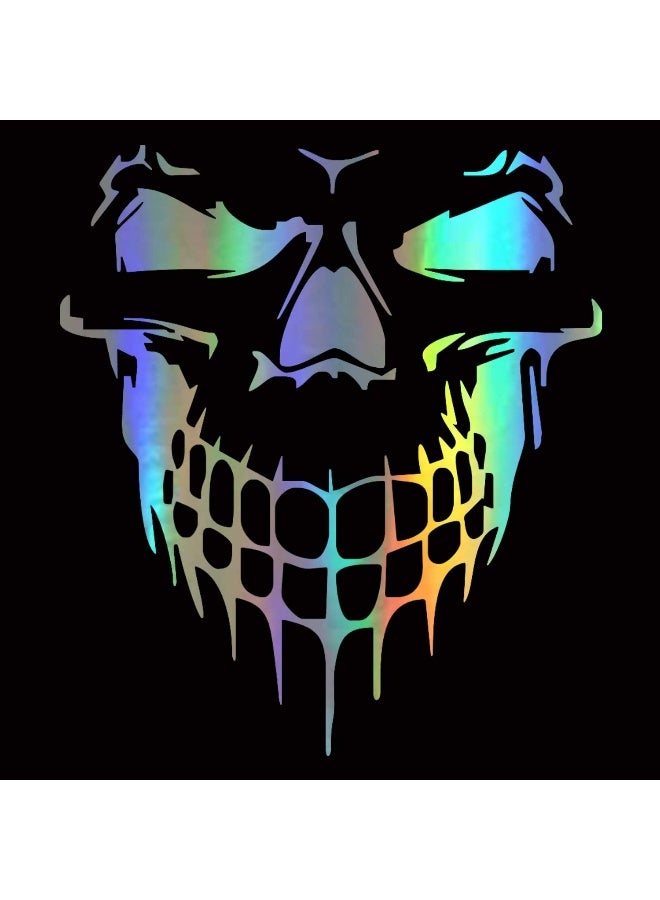 HungMieh Skull Stickers and Decals for Car Windows Doors and Trucks, 3D Skull Decals and Signs for Car Styling, Laser Skull Bumper Stickers for Car Decor, Holographic Silver, 6.97" - Image 3