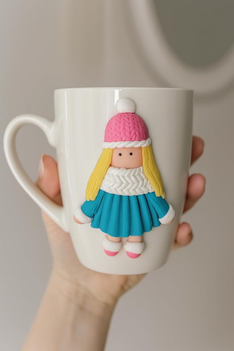 B&D فنجان سيراميك شتوي للبنات من B&D مع فن الطين البوليمري - Image 3