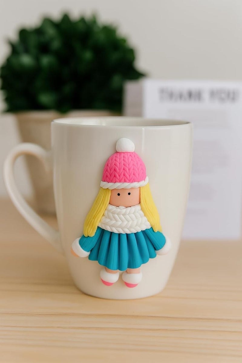 B&D فنجان سيراميك شتوي للبنات من B&D مع فن الطين البوليمري - Image 2