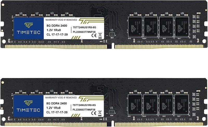 Timetec 16GB KIT(2x8GB) DDR4 2400MHz PC4-19200 Non-ECC Unbuffered 1.2V CL17 1Rx8 Single Rank 288 Pin UDIMM Desktop PC Computer Memory RAM Module Upgrade (16GB KIT(2x8GB)) - Image 1