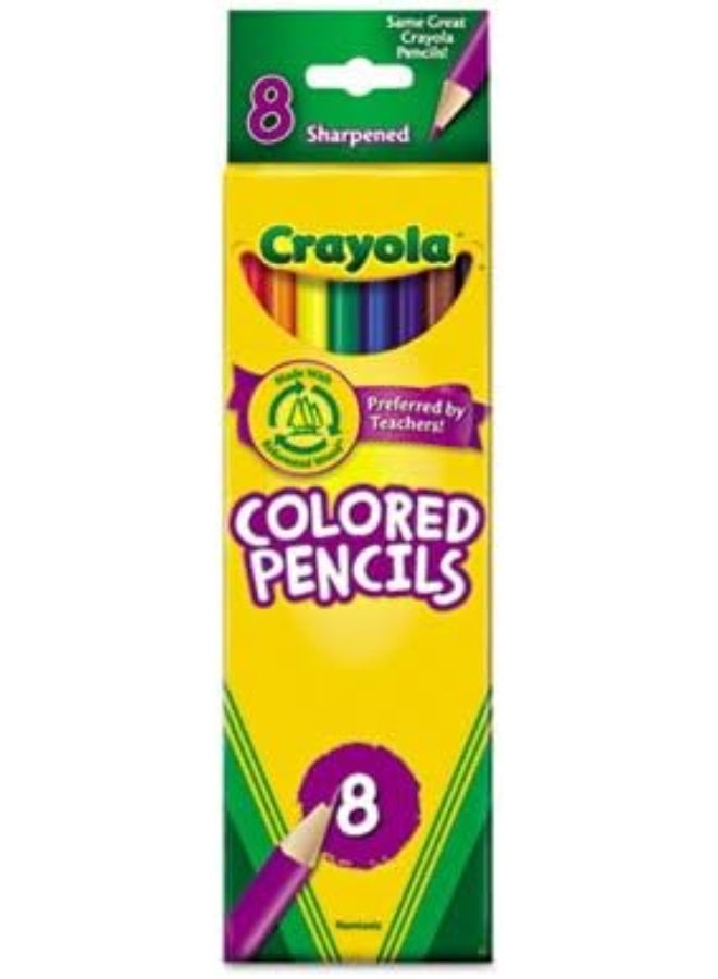 Crayola 684008 Long Barrel Colored Woodcase Pencils, 3.3 mm, 8 Assorted Colors/Set