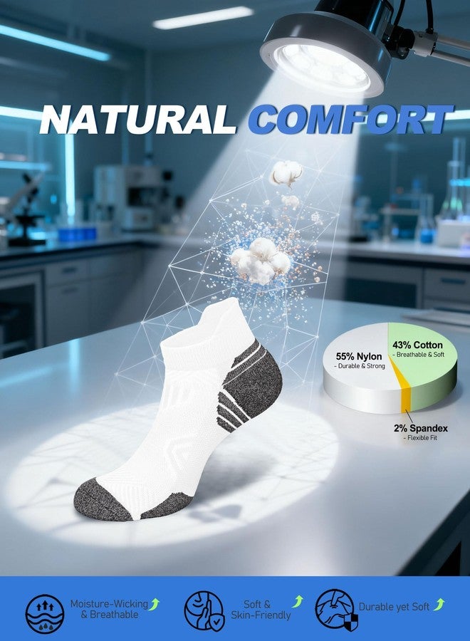 SOOVERKI Cushioned Cotton Ankle Compression Socks for Men Women 6 Pairs Wicking Low Cut Arch Support Plantar Fasciitis Socks - Image 2