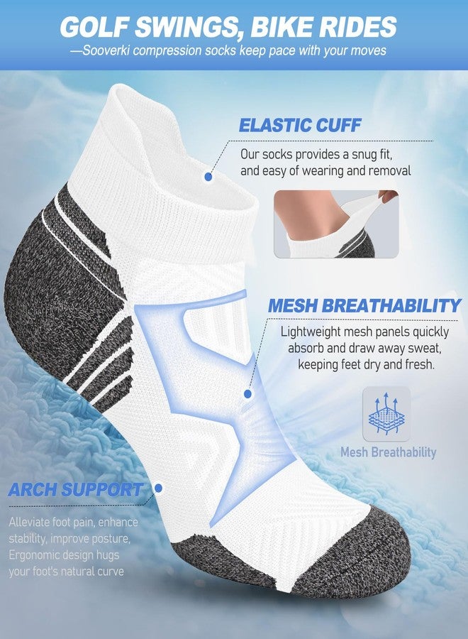 SOOVERKI Cushioned Cotton Ankle Compression Socks for Men Women 6 Pairs Wicking Low Cut Arch Support Plantar Fasciitis Socks - Image 4