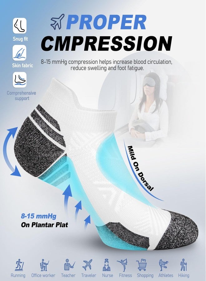 SOOVERKI Cushioned Cotton Ankle Compression Socks for Men Women 6 Pairs Wicking Low Cut Arch Support Plantar Fasciitis Socks - Image 3