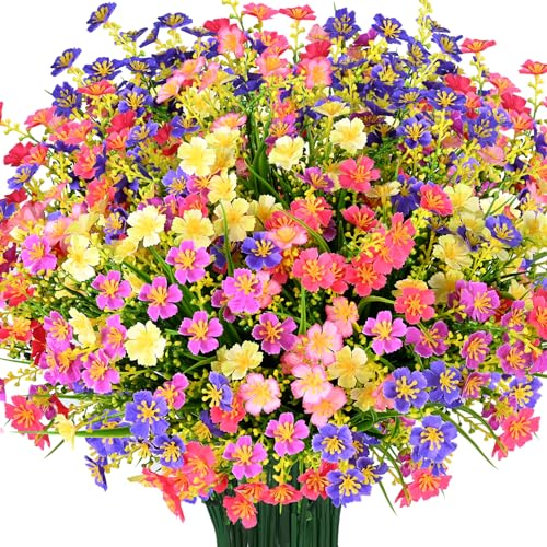 trytuny 10 PCS Artificial Plants OutdoorArtificial Flowers UV Resistant Fake FlowersFake Plastic Faux Flowers for Porch Window Box Home Garden Decor - Image 1