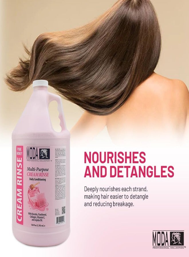MODA Cream Rinse - Nourish, Detangle & Repair with Keratin, Panthenol, Collagen, and Vitamin E - Moisturizing Hair Conditioner for Dry & Damaged Hair, Soothing Pink - 128 Oz - Image 4