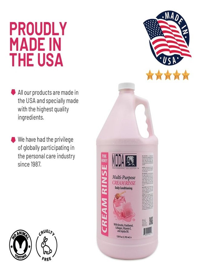 MODA Cream Rinse - Nourish, Detangle & Repair with Keratin, Panthenol, Collagen, and Vitamin E - Moisturizing Hair Conditioner for Dry & Damaged Hair, Soothing Pink - 128 Oz - Image 3