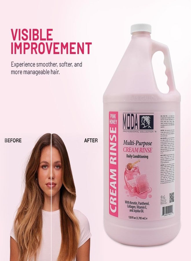 MODA Cream Rinse - Nourish, Detangle & Repair with Keratin, Panthenol, Collagen, and Vitamin E - Moisturizing Hair Conditioner for Dry & Damaged Hair, Soothing Pink - 128 Oz - Image 5